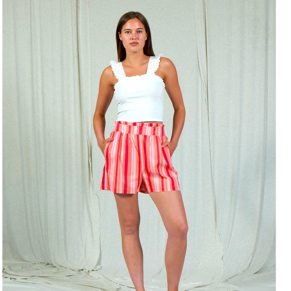 Coco + jaimeson striped paper bag shorts